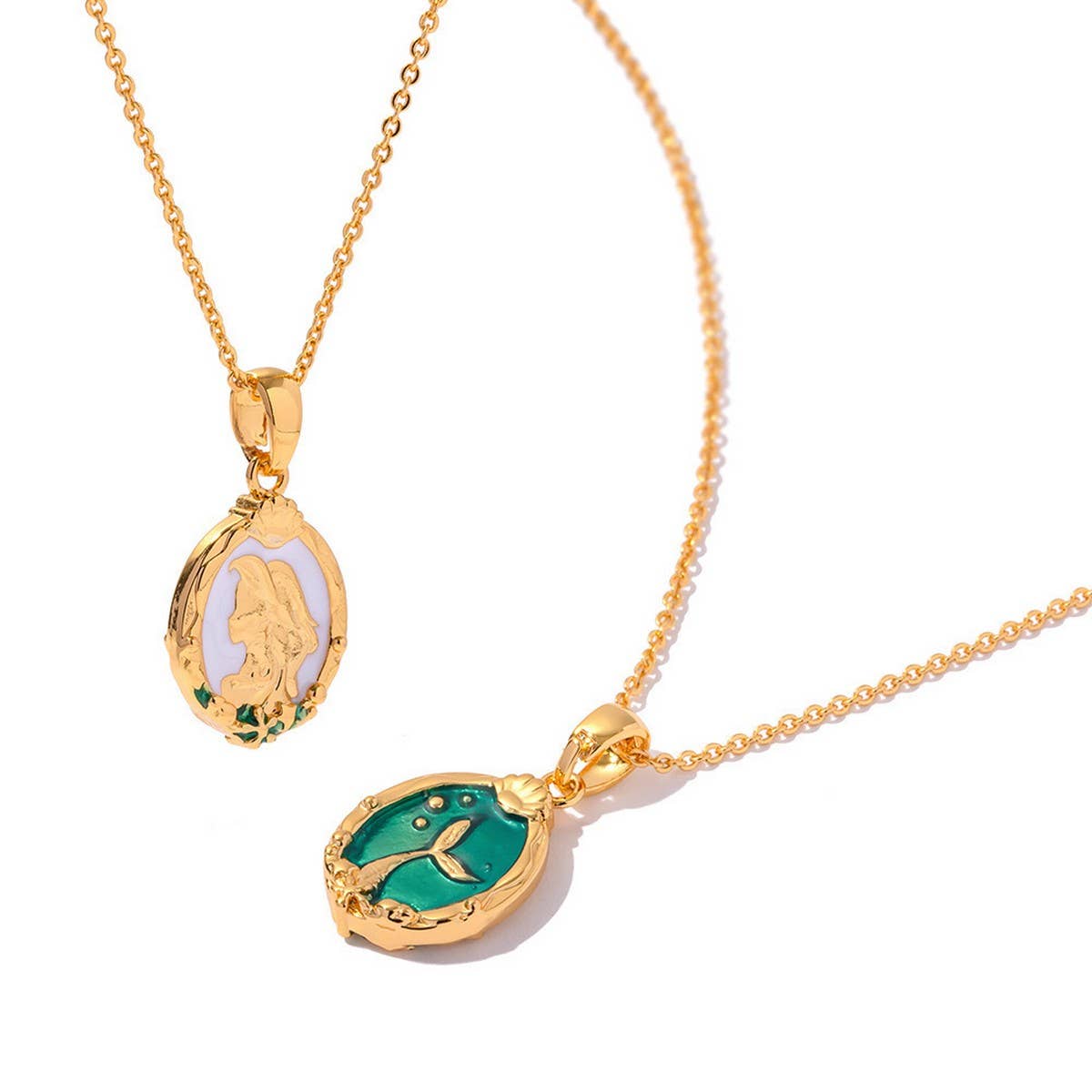 GOLD RETRO REVERSIBLE NECKLACE FOR WOMEN