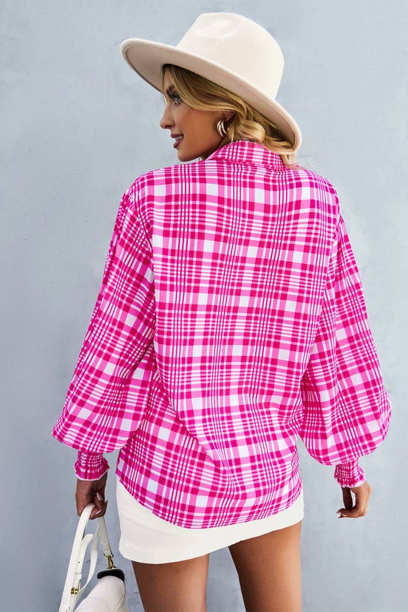 CWTBLL2770_LAPEL LONG SLEEVE PRINTED SHIRT TOP