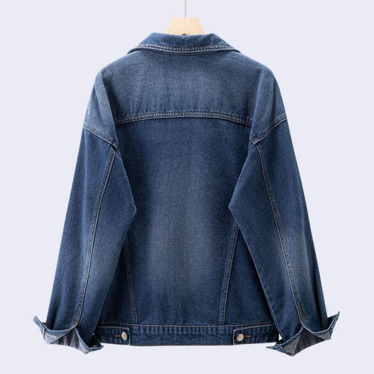BASIC STEREOSCOPIC WASH DENIM COAT WITH LAPEL