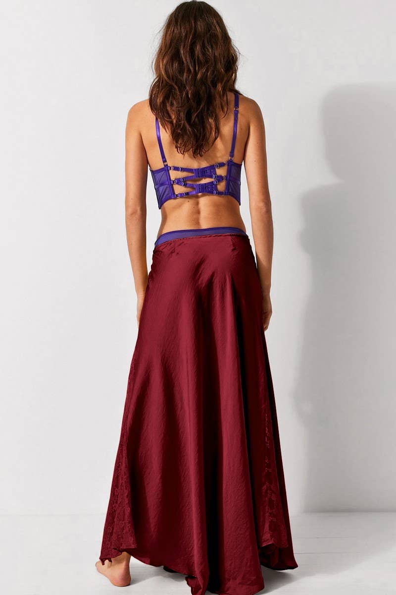 CWBLS0651_ELEGANT LACE PANEL A-LINE LONG SKIRT