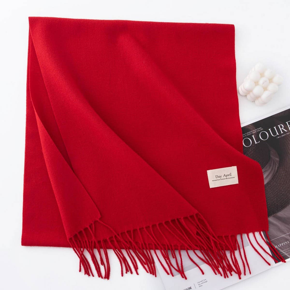 CWASC2727_SPRING AND SUMMER COMMUTING RED SCARF SHAWL