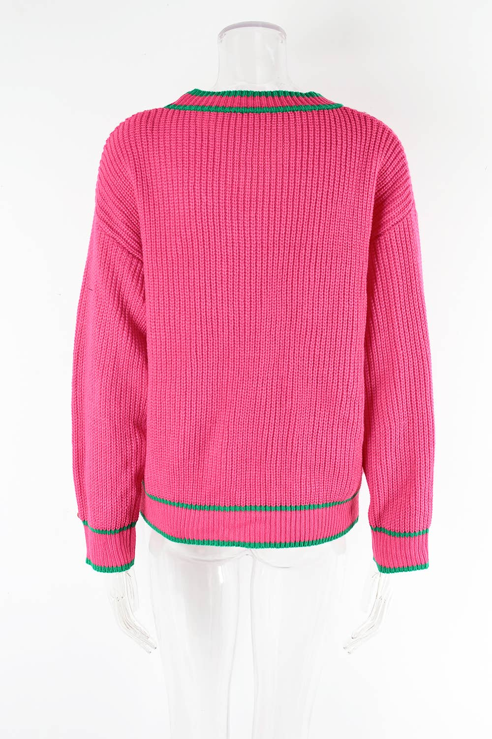 COLOR MATCHING POCKET COAT V-NECK SWEATER LADY