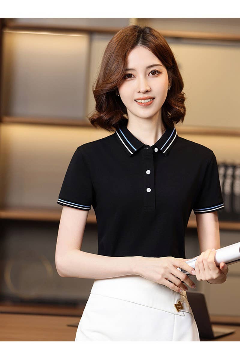 CWTBLS02451_WOMEN BREATHABLE SHORT SLEEVE CASUAL SPORTY TOP