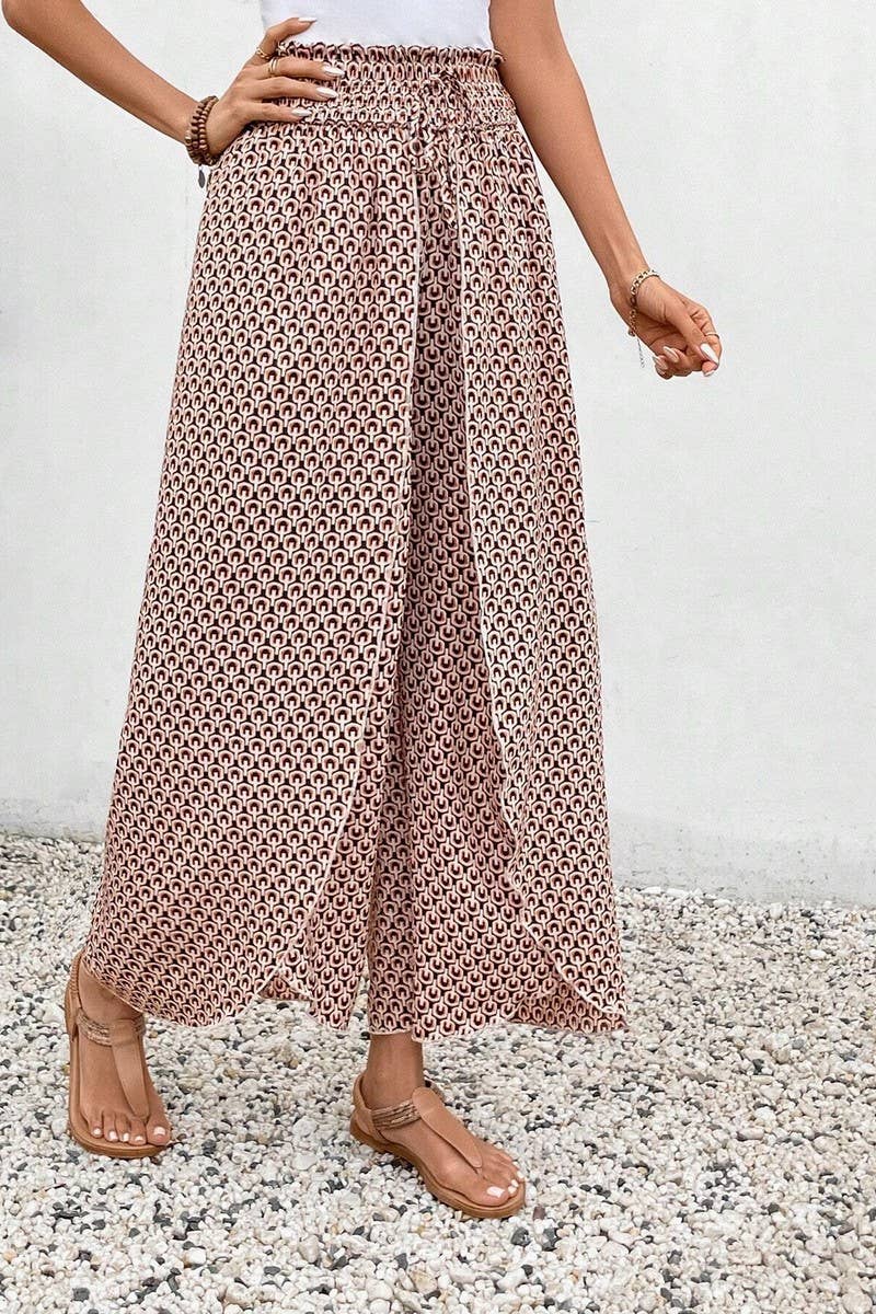 CWBLP1882_SUMMER FASHION FLORAL SIDE SLIT WIDE LEG CULOTTES