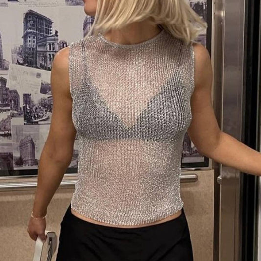 Fashionable and sexy semi-transparent short vest