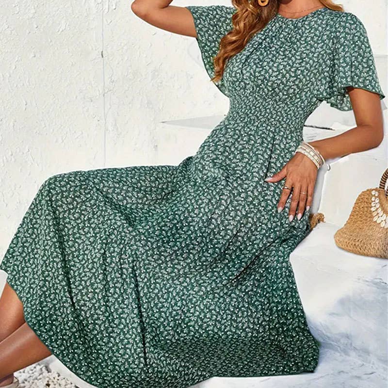 Floral dress with lotus sleeves