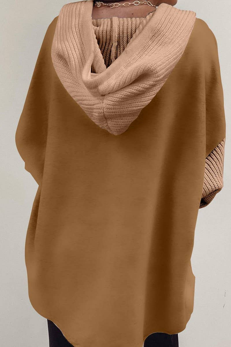 CWOHOL00602_KNIT PATCHWORK HOODIE CASUAL JACKET