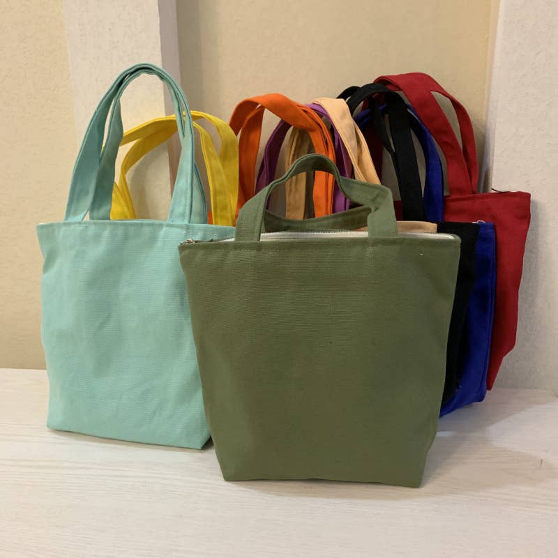 Hand-painted simple canvas lunch box bag