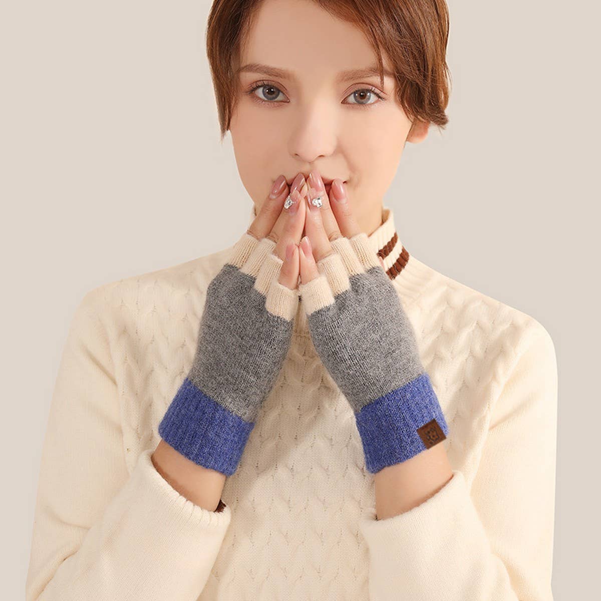 WINTER FINGERLESS KNITTED WARM TOUCHSCREEN GLOVES