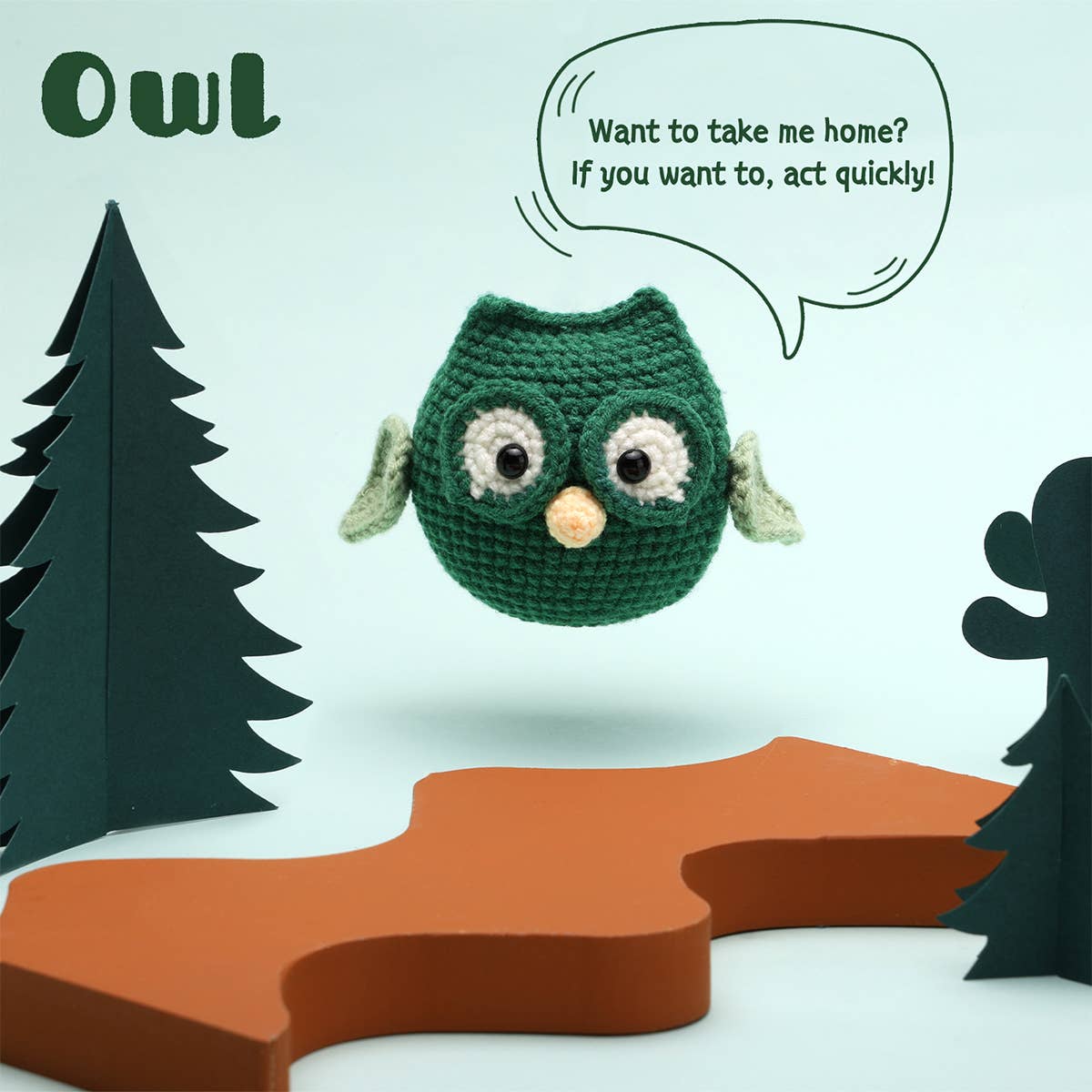 HAND KNITTED DOLL OWL CROCHET SET