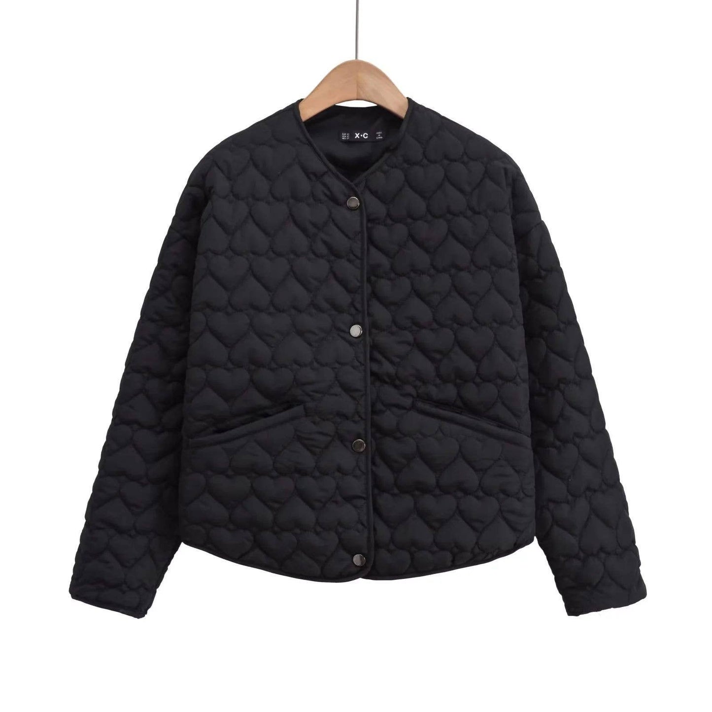 Button-down heart-shaped quilted cotton jacket