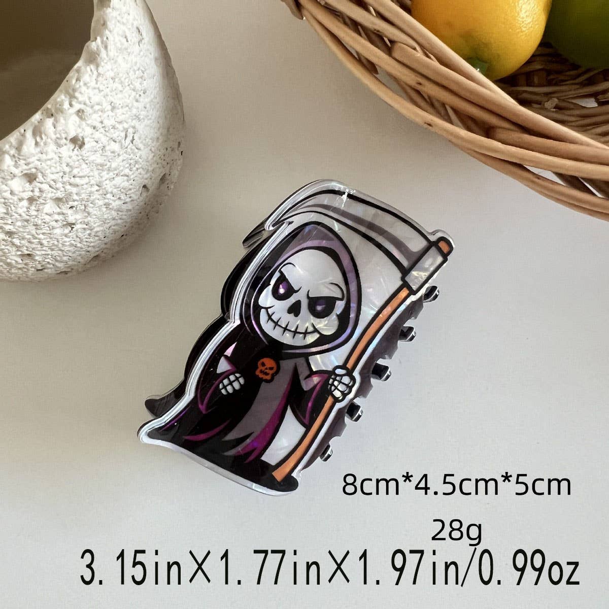CWAHA07711_HALLOWEEN GHOST SKULL PUMPKIN CLAW CLIP