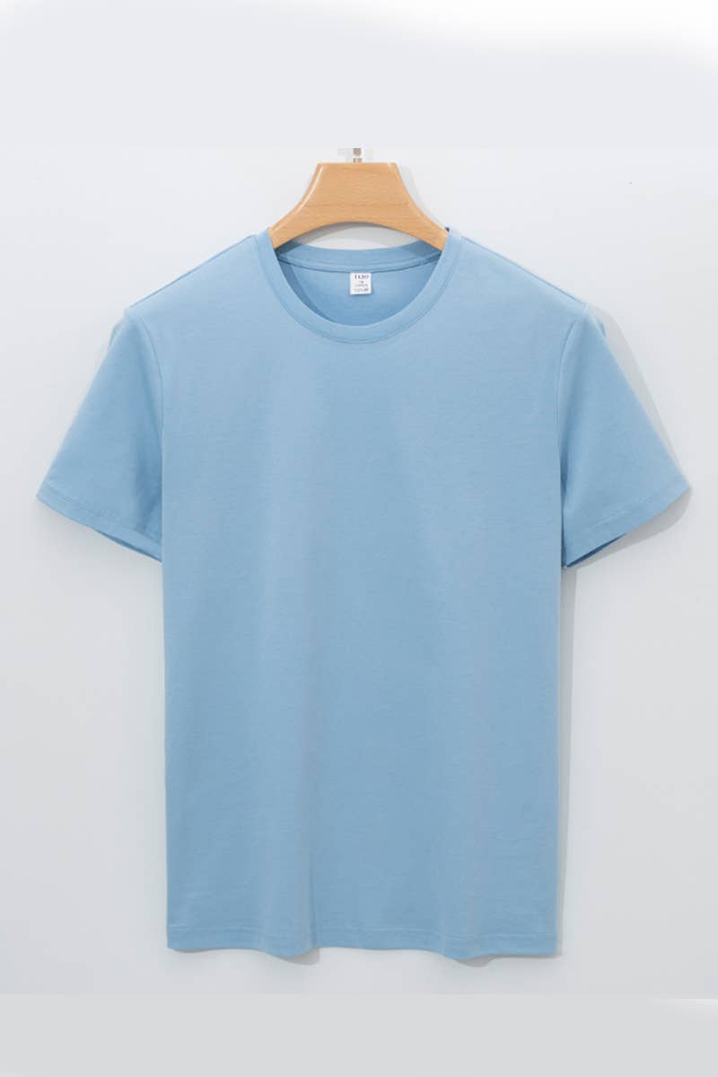 CWTBLS1785_CASUAL SOLID COLOR ROUND NECK MEN'S T-SHIRT