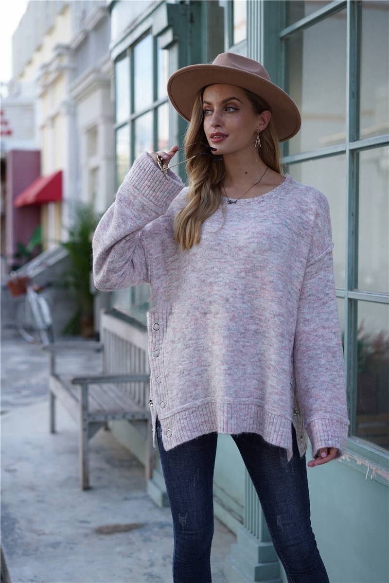 CWOSWL1424_Crew Neck Pullover Casual Sweater