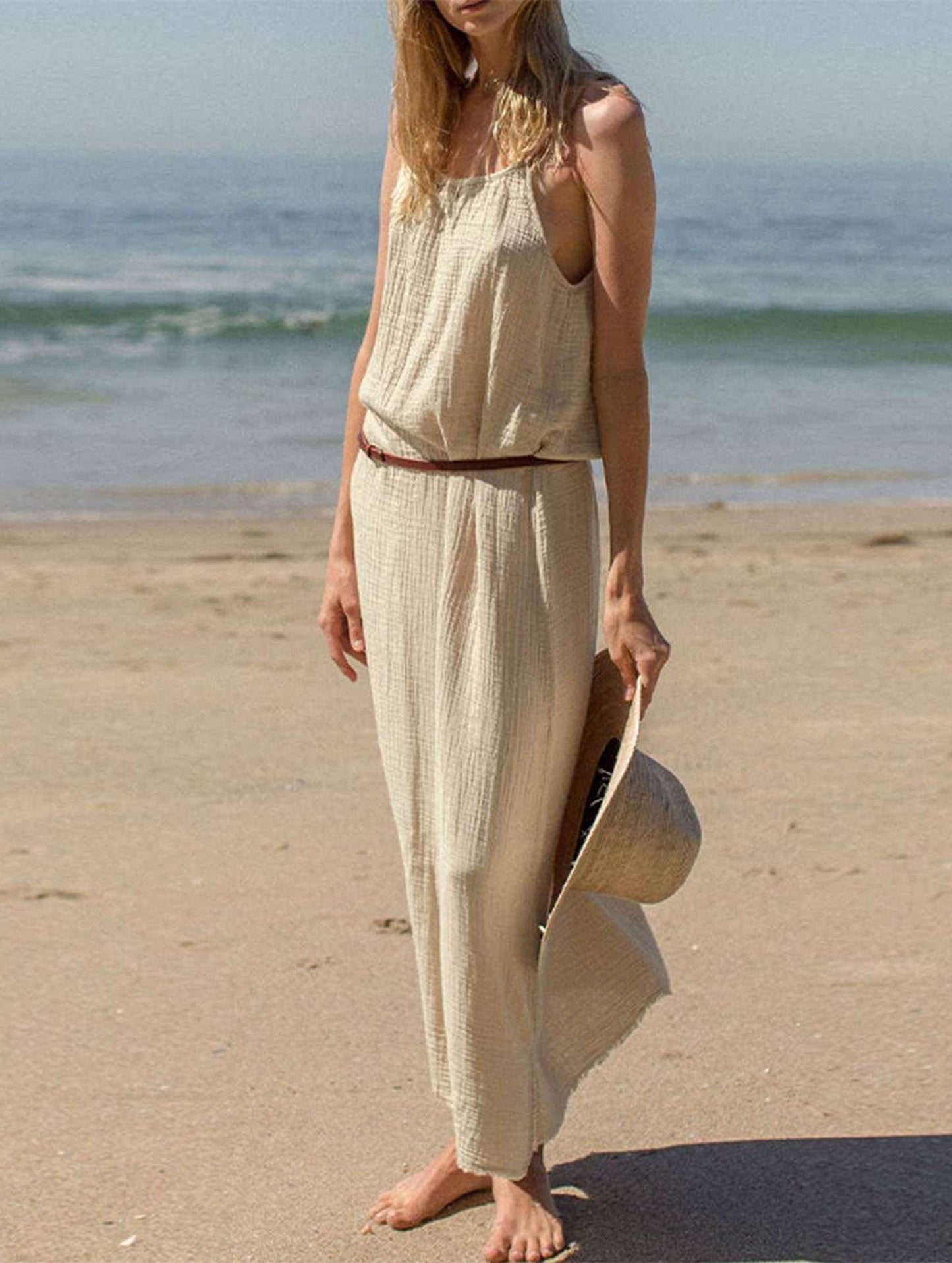 DOUBLE COTTON COTTON GAUZE LONG DRESS_CWDMD2170