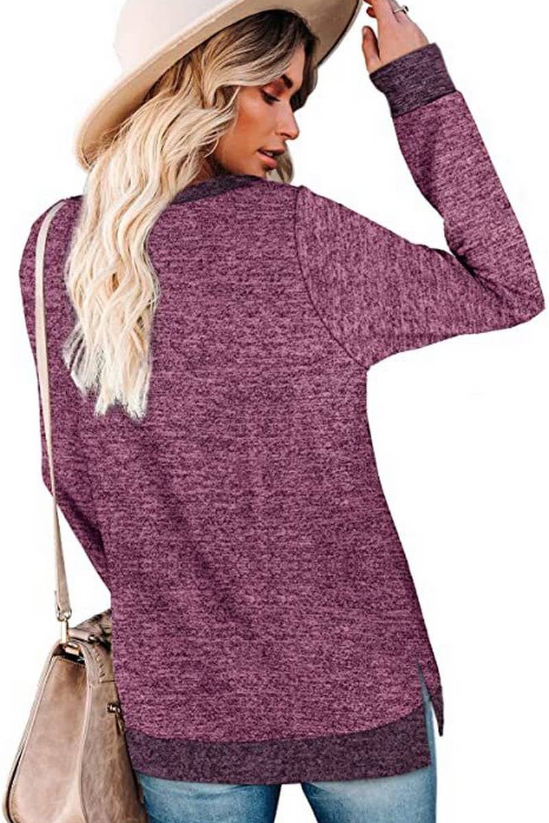 CWTBLL3686_COLORBLOCK SLIT LOOSE CASUAL PULLOVER TOP