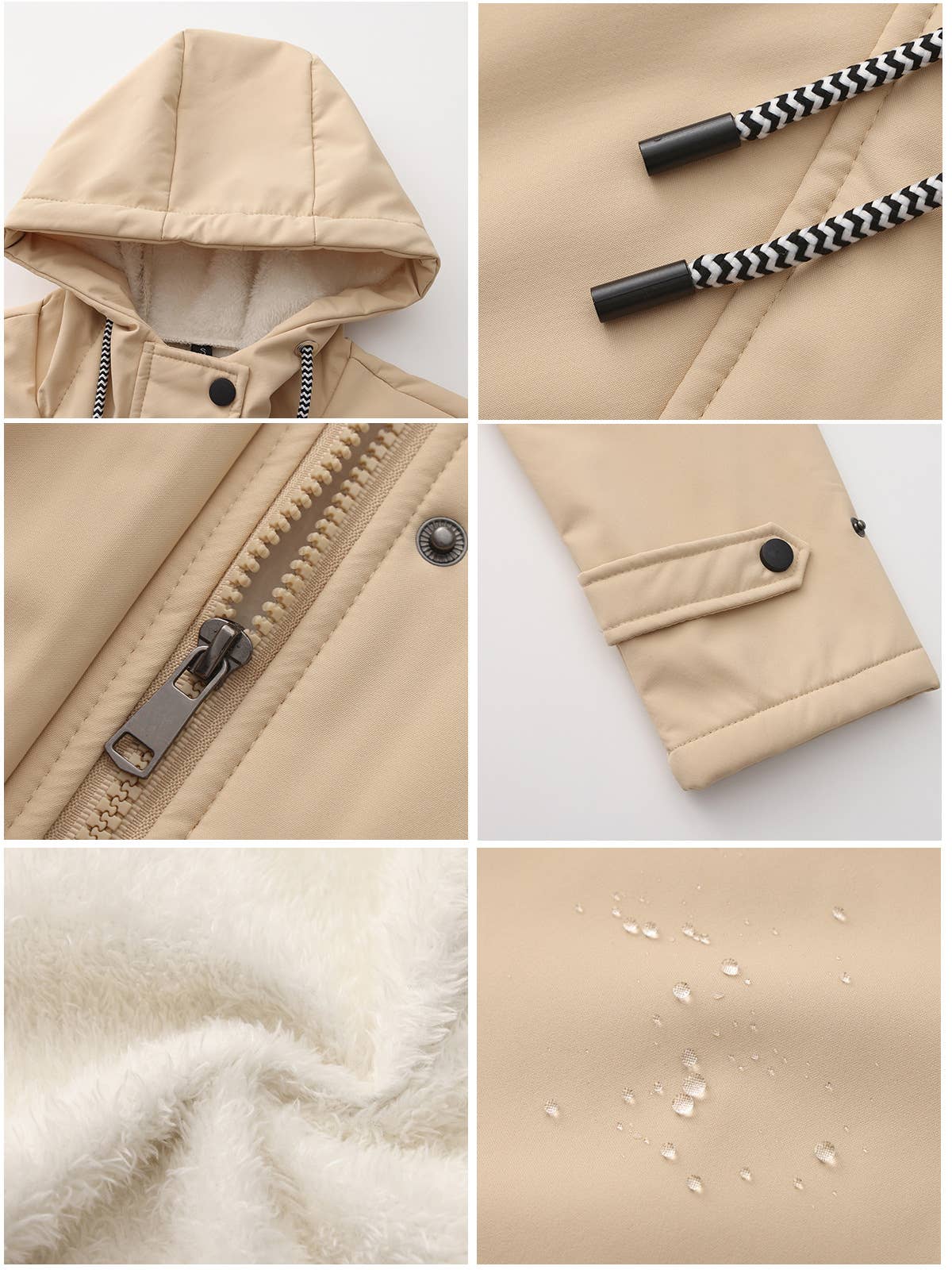 Composite fleece waterproof hooded jacket