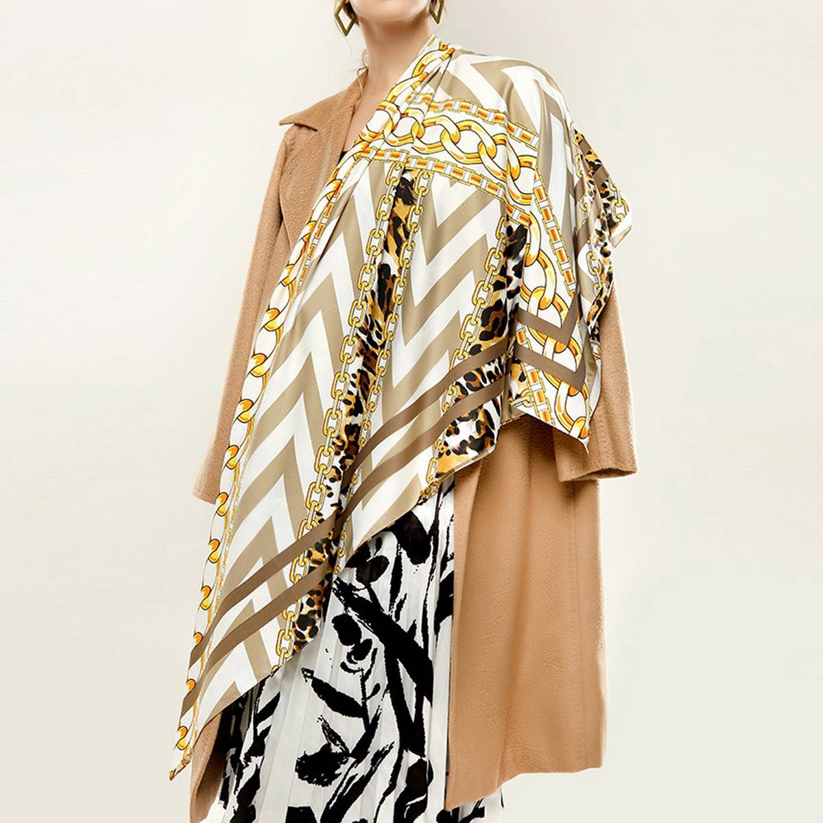 Leopard Chain Twill Square Scarf ? Spring Wrap
