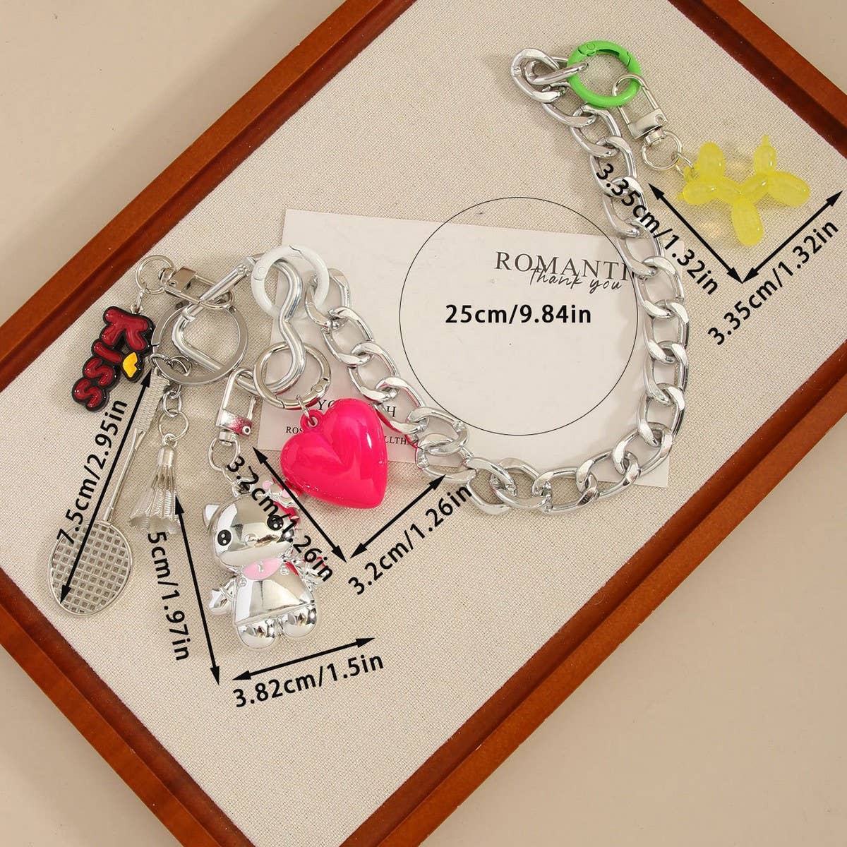 Cute Cat Bag Charm with Balloon Dog & Keychain