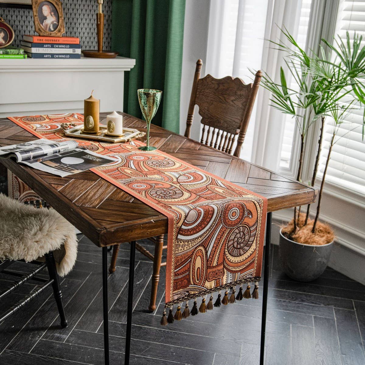 CONTRAST FABRIC FESTIVE TABLECLOTH