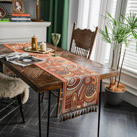 CONTRAST FABRIC FESTIVE TABLECLOTH