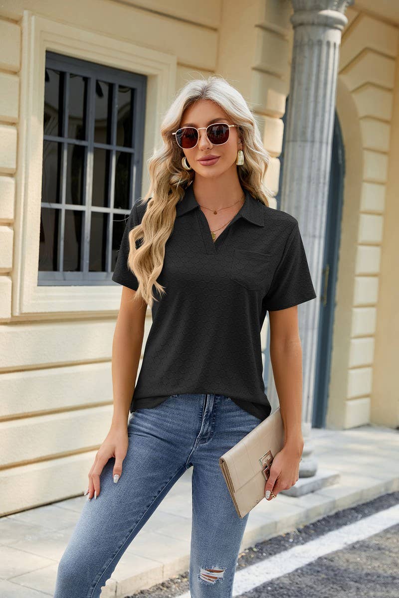 CWTTS0817_V-Neck Short Sleeve Knit Top