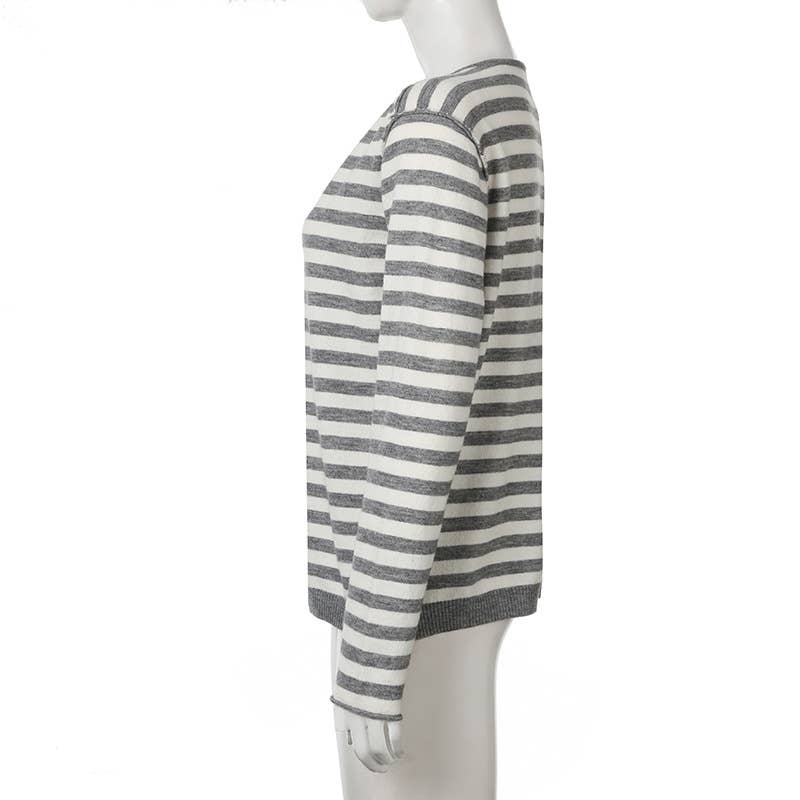 CASUAL V-NECK STRIPED PATCHWORK KNITWEAR FOR HOME