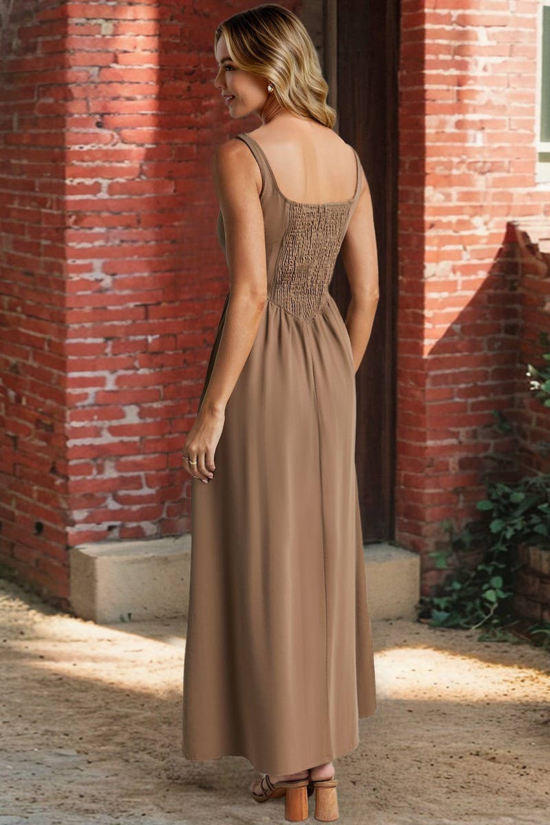 CWDMD6194_SOLID SLEEVELESS WAIST-CINCHING MAXI DRESS