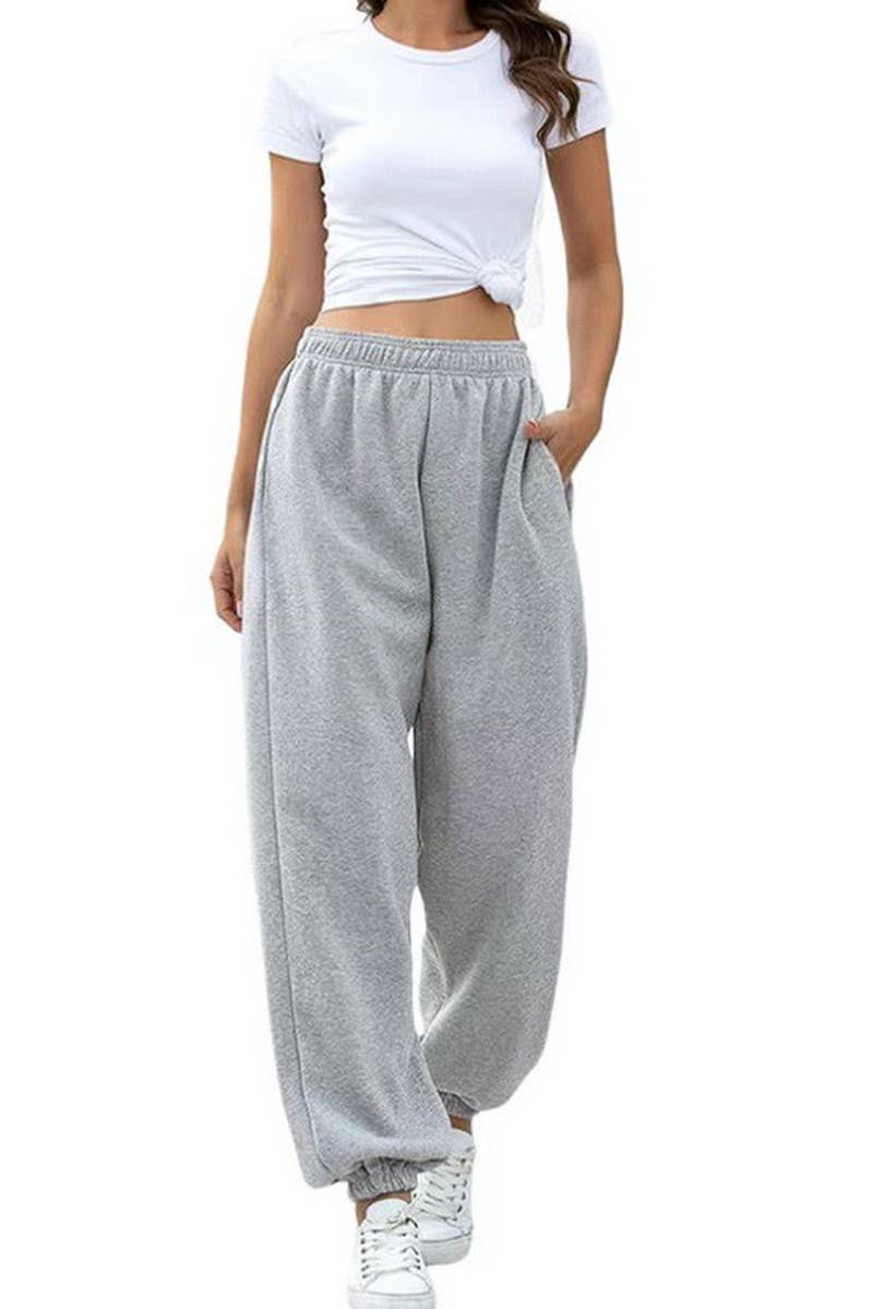 CWBLP2186_SOLID COLOR CASUAL SPORTS LOOSE SWEATPANTS