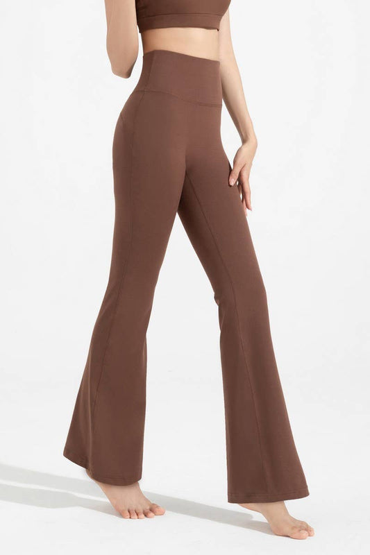 CWBLP1498_HIGH-WAISTED WIDE-LEG SPORTS FLARED PANTS