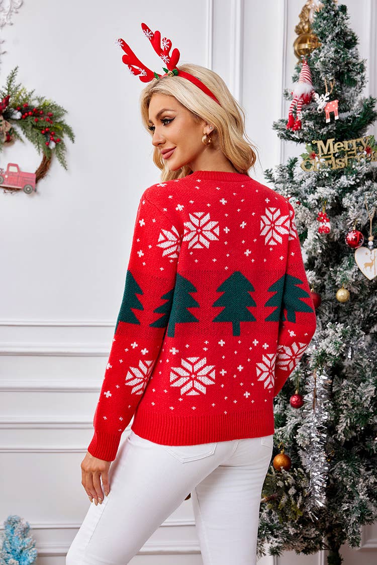 Christmas tree jacquard pullover sweater