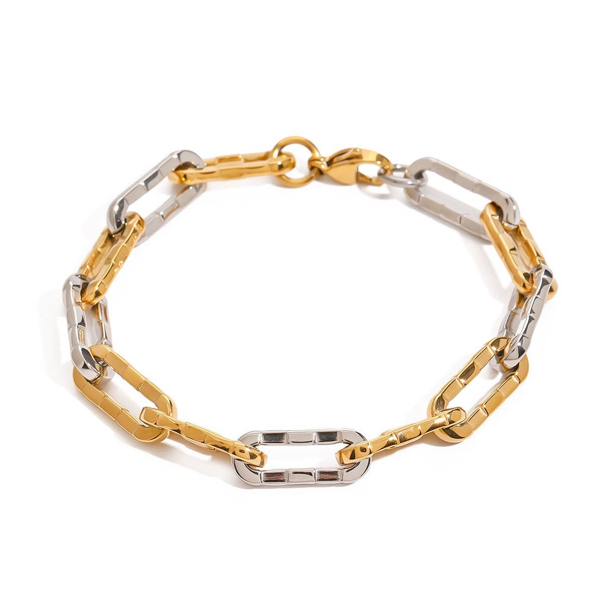 Two-Tone Cuban Chain Bracelet in Titanium Steel