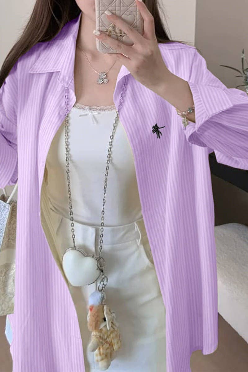 CWTSTL01002_RESORT CHIC STRIPED LONG SLEEVE SHIRT