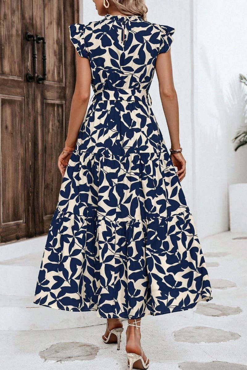 CWDMD2748_SUMMER WOODEN EAR LACE PRINTED DRESS LONG