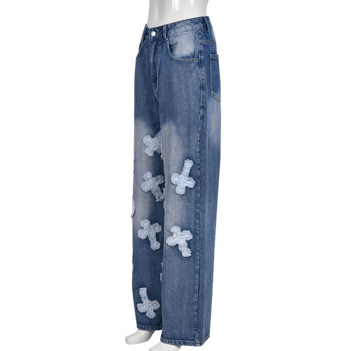 WOMENS VINTAGE WASHED STRAIGHT DENIM PANTS_CWJP0108