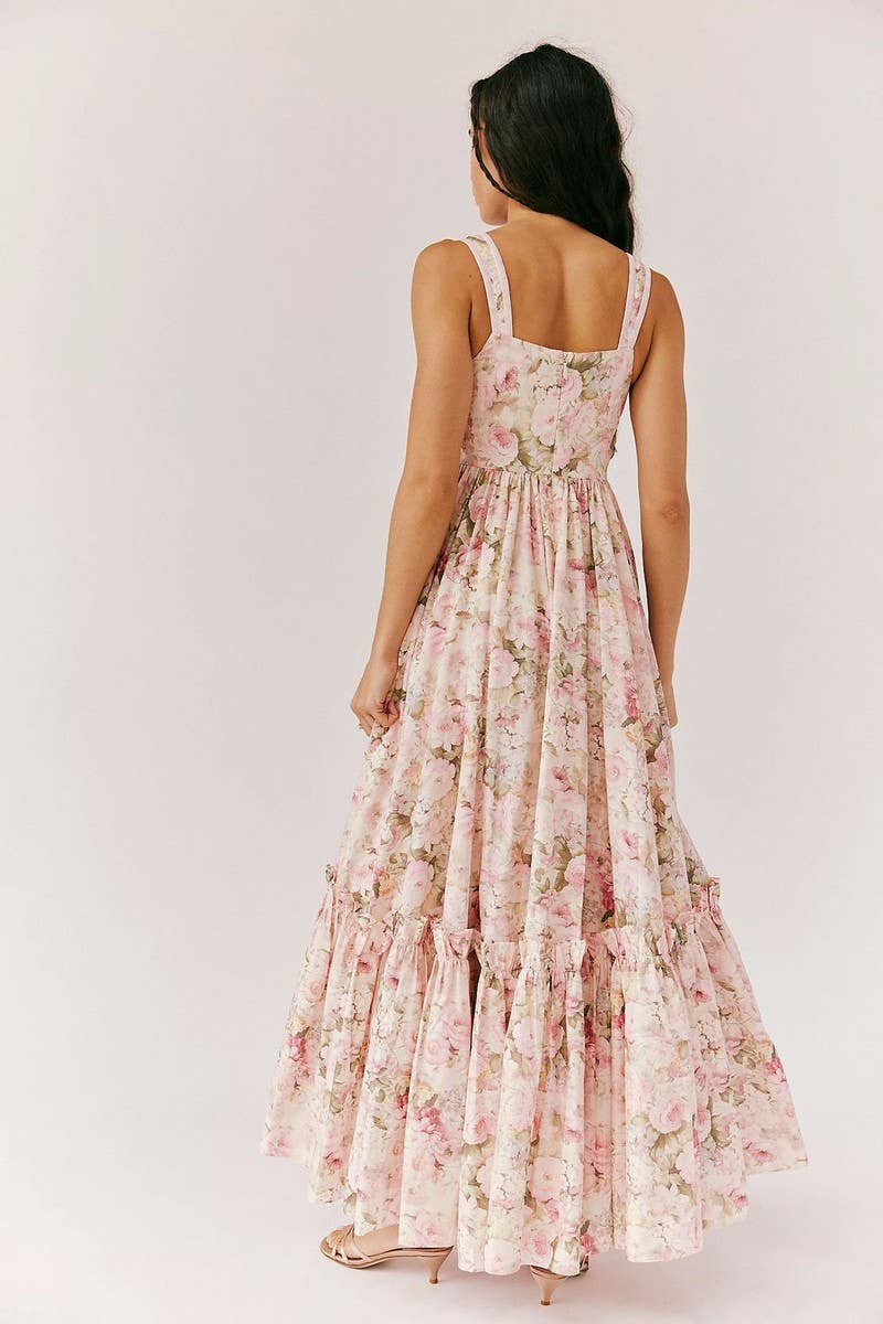 CWDHL1092_SUMMER PLEATED FLORAL SLING BOHEMIAN DRESS