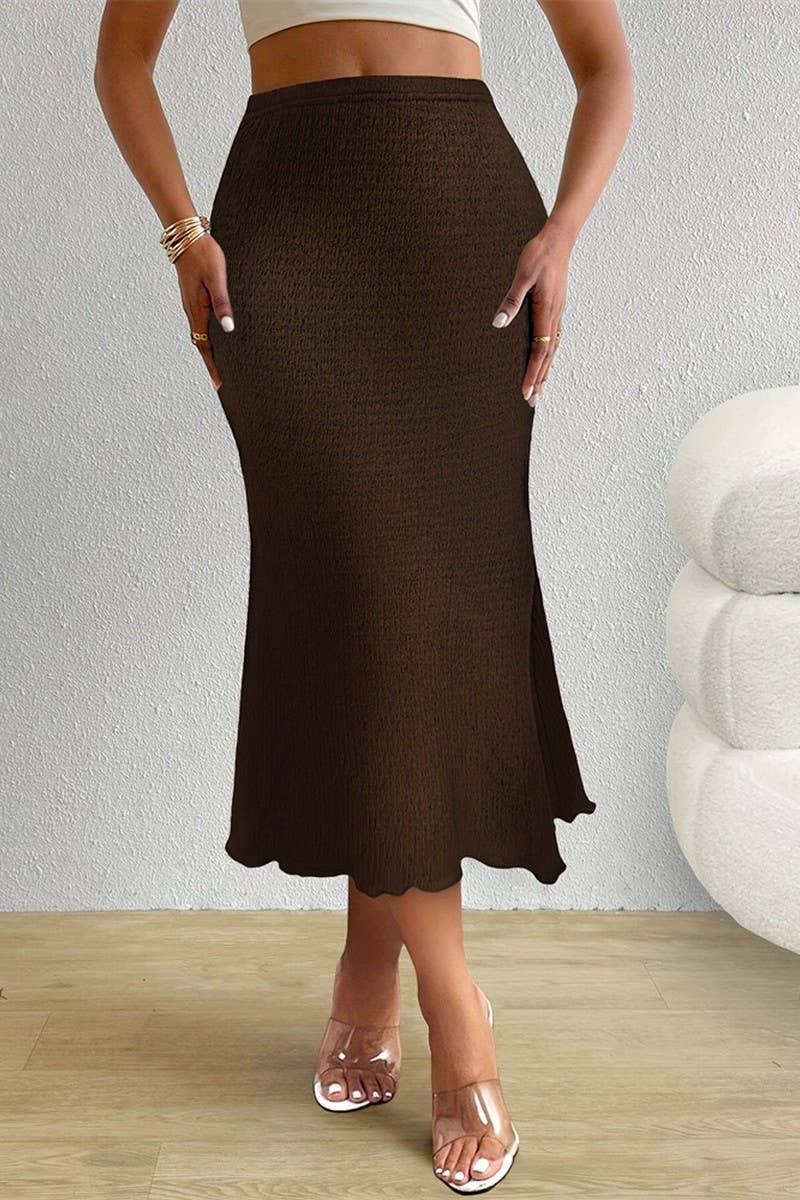 CWBLS0433_FASHION KNITTED ELASTIC FISHTAIL LONG SKIRT