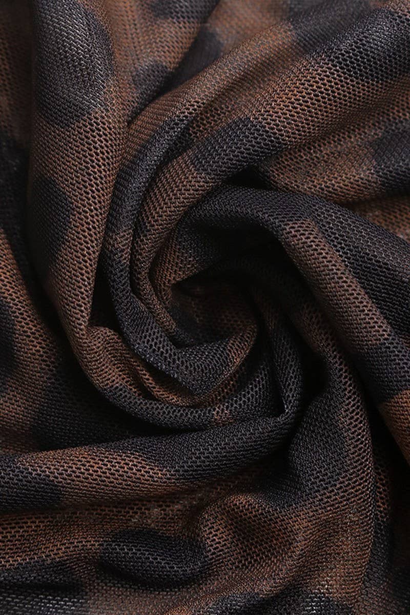 CWSBSL0093_LEOPARD PRINT MESH PANEL TRUMPET SLEEVE BODYSUIT