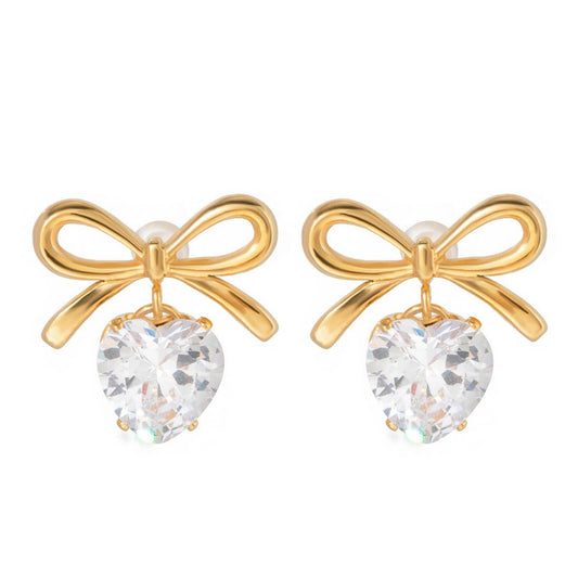 A HEART HUNG ON A BOW EARRINGS_CWAJE1360