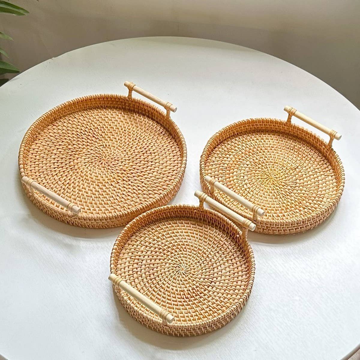 RATTAN WOVEN STORAGE BASKET TRAY THREE-PIECE SET_CWMM4535
