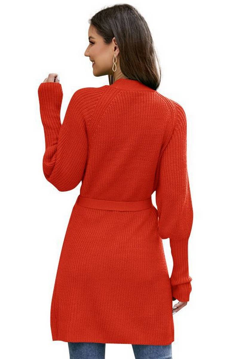 CWOCAL0760_SOLID COLOR LONG KNITTED CARDIGAN WITH TIES