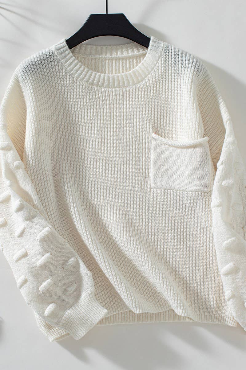 CWOSWL2882_SOLID POCKET PULLOVER KNIT SWEATER