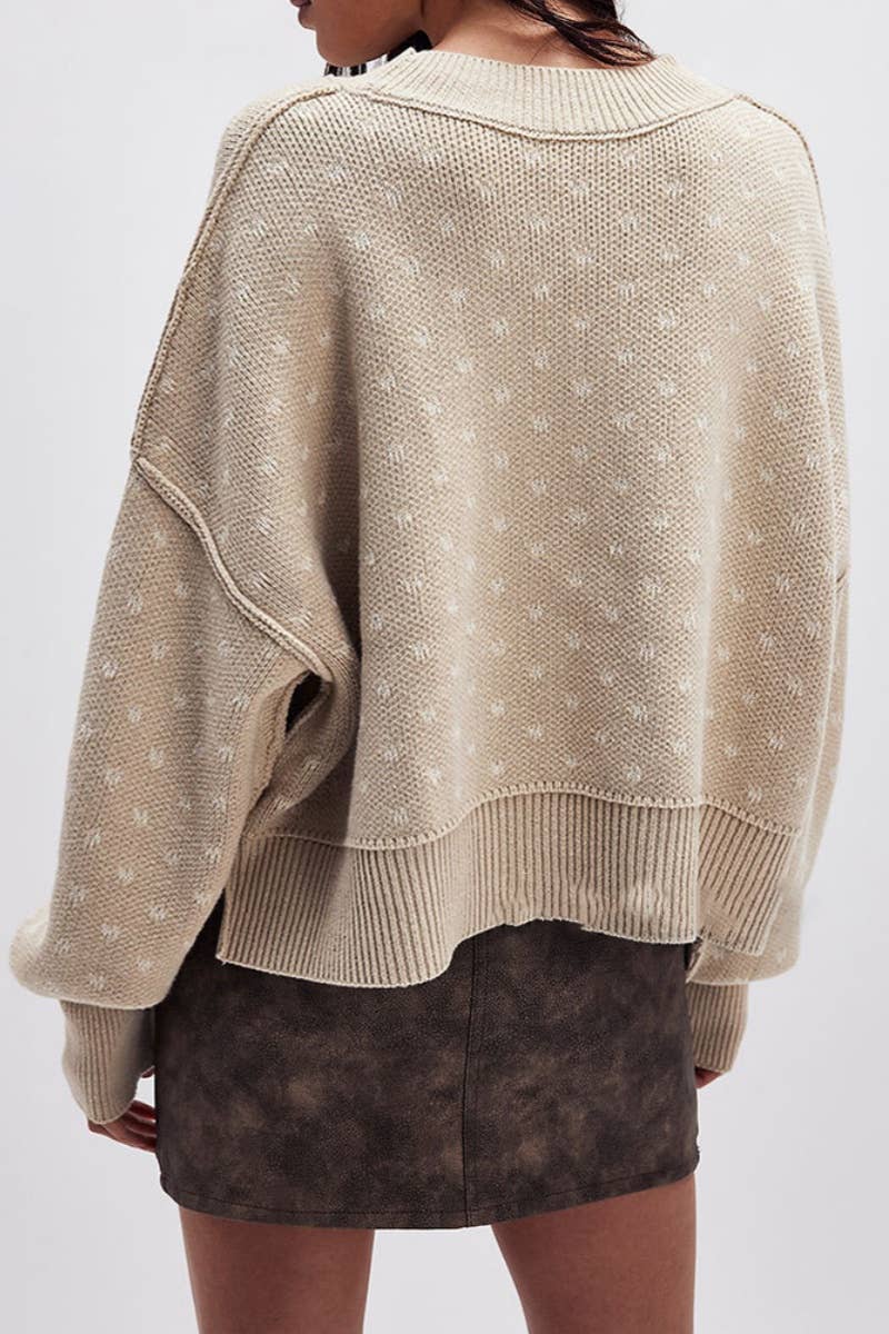 CWOSWL5844_KNIT SHORT BUTTERFLY JACQUARD LONGSLEEVED SWEATER