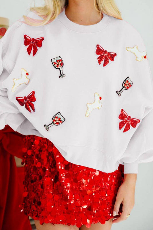 CWOSWL07755_HALLOWEEN MULTICOLOR SEQUINED CREW NECK TOP