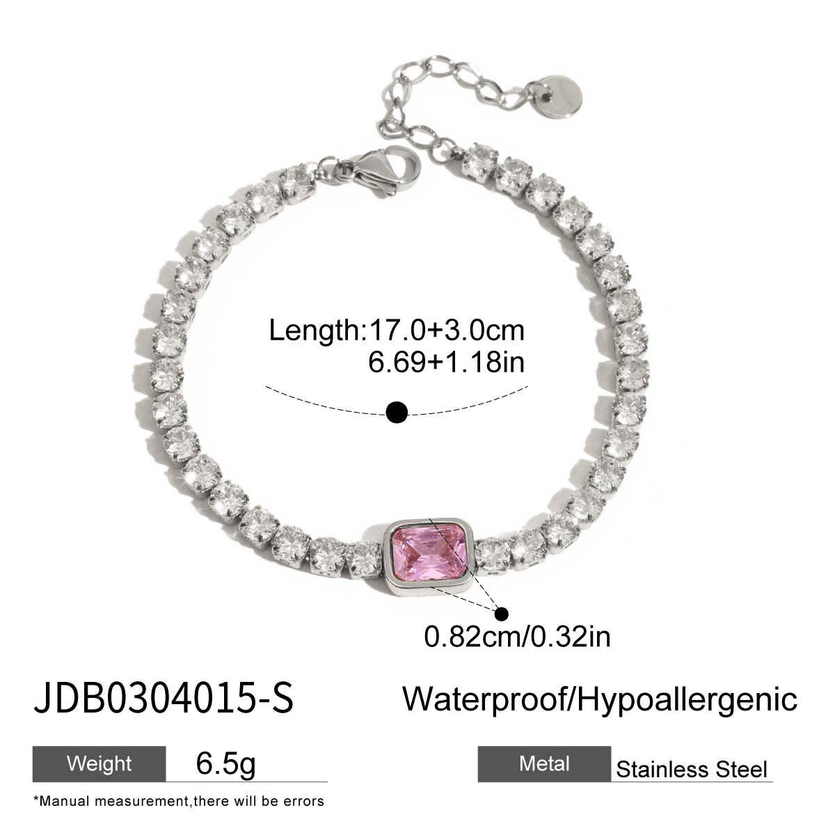 18K Gold Zircon Bracelet in Stainless Steel_CWAJE4625