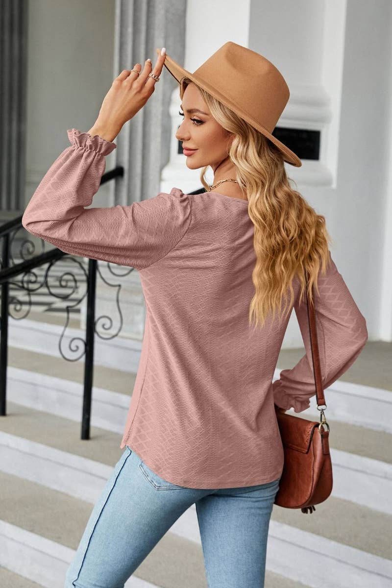 CWTBLL2820_FALL SOLID COLOR CREW NECK LONG SLEEVE TOP