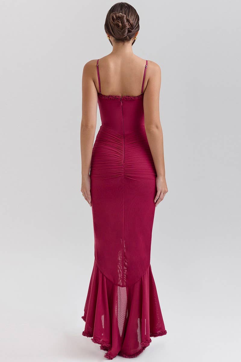 CWDMD01066_SOLID COLOR SUSPENDER PLEATED SLEEVELESS DRESS