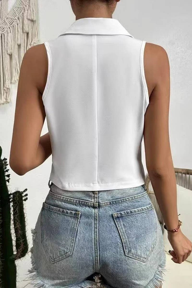 CWTTSL0391_SEXY SLEEVELESS LAPEL FRONT BUTTON VEST