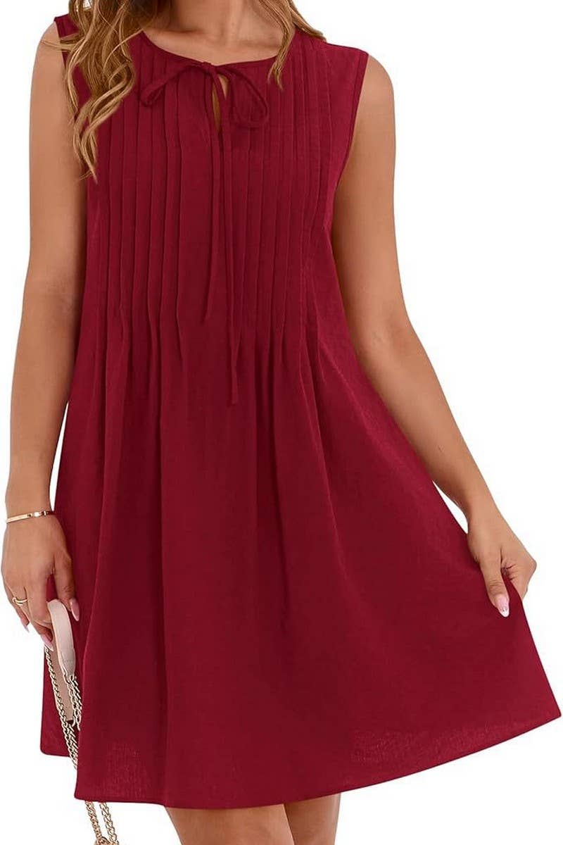 CWDSD10614_SUMMER FASHION SHORT SLEEVELESS RESORT DRESS