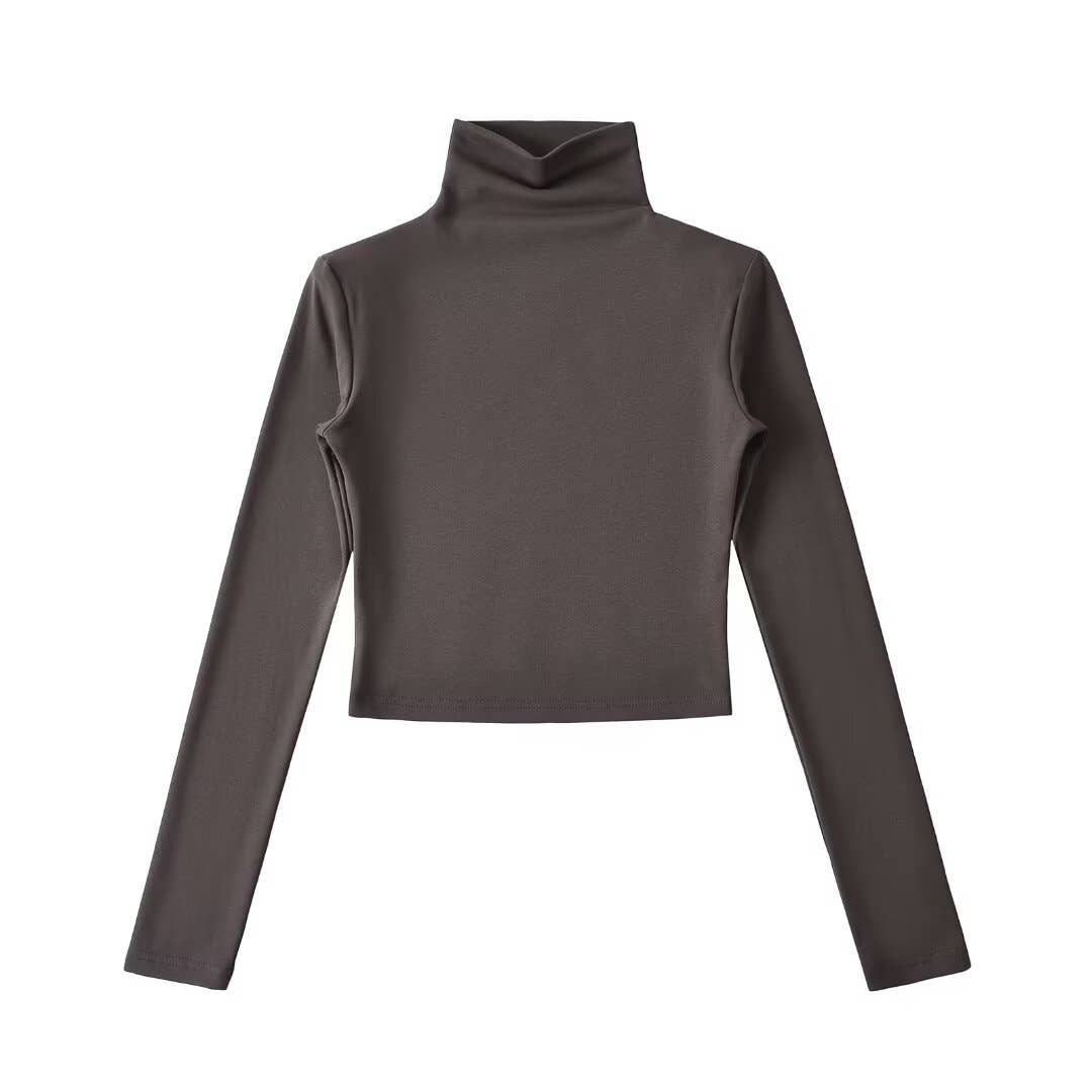 CASUAL SHOULDER PAD SHORT VELVET TURTLENECK BASE